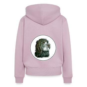 Catalan Sheepdog Dog Watercolor Illustration - Women's Premium Organic Zip Hoodie - dusky pink - Back - Julia (174cm)