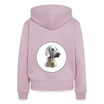 Weimaraner Hund Aquarell Illustration - Frauen Premium Bio Zip Hoodie - Altrosa - Hinten - Julia (174cm)