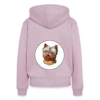 Yorkshire Terrier Dog Watercolor Illustration - Women's Premium Organic Zip Hoodie - dusky pink - Back - Julia (174cm)