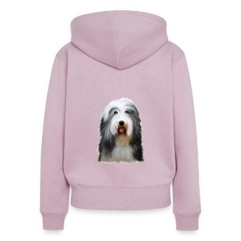 Beagle-Harrier Scent Hound Dog Sketch Illustration - Sweat à capuche zippé Premium bio Femme - rose poudré - Dos - Julia (174cm)