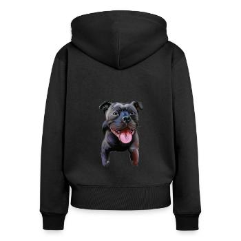 Staffordshire Bull Terrier Staffy Illustration de chien - Sweat à capuche zippé Premium bio Femme - noir - Dos - Julia (174cm)