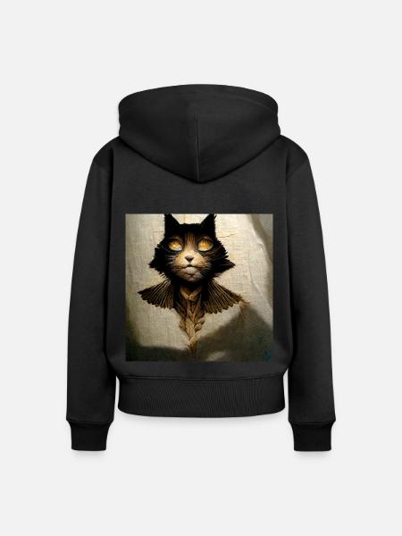 Katze - Engel - Transformation - Frauen Premium Bio Zip Hoodie - Schwarz