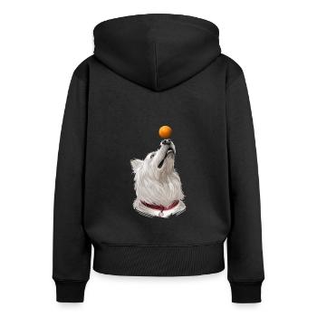 Weißer Schäferhund Aquarell Kunst Illustration - Frauen Premium Bio Zip Hoodie - Schwarz - Hinten - Julia (174cm)