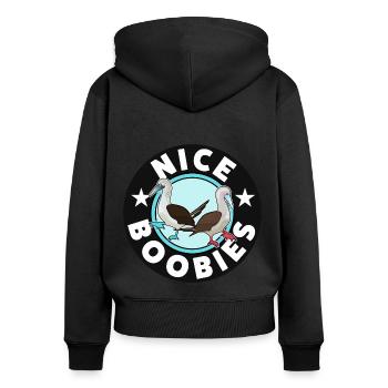 Cute Booby Bird Nice Boobies Galapagos - Women's Premium Organic Zip Hoodie - black - Back - Julia (174cm)