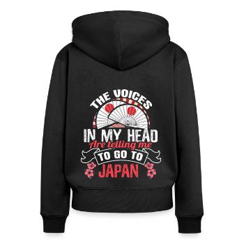 Japan Anime Japaner Geschenkidee - Frauen Premium Bio Zip Hoodie - Schwarz - Hinten - Julia (174cm)