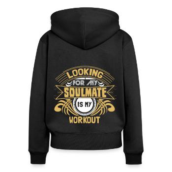 Partenariat indépendant unique - Sweat à capuche zippé Premium bio Femme - noir - Dos - Julia (174cm)