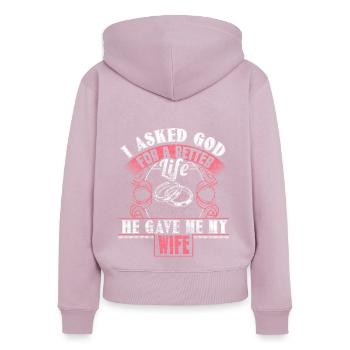 Ehe Eheleute - Frauen Premium Bio Zip Hoodie - Altrosa - Hinten - Julia (174cm)