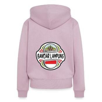 Bandar Lampung Indonésie Drapeau Voyage Souvenir Badg - Sweat à capuche zippé Premium bio Femme - rose poudré - Dos - Julia (174cm)