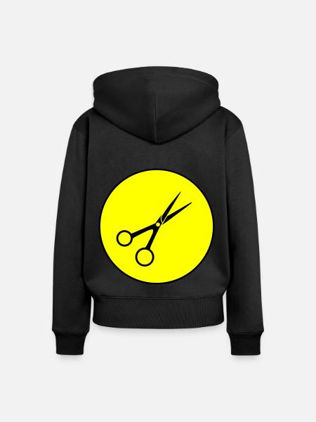 Schere Barber Kreis - Frauen Premium Bio Zip Hoodie - Schwarz