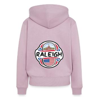 Raleigh USA Vereinigte Staaten Flagge Reise Souvenir Bad - Frauen Premium Bio Zip Hoodie - Altrosa - Hinten - Julia (174cm)