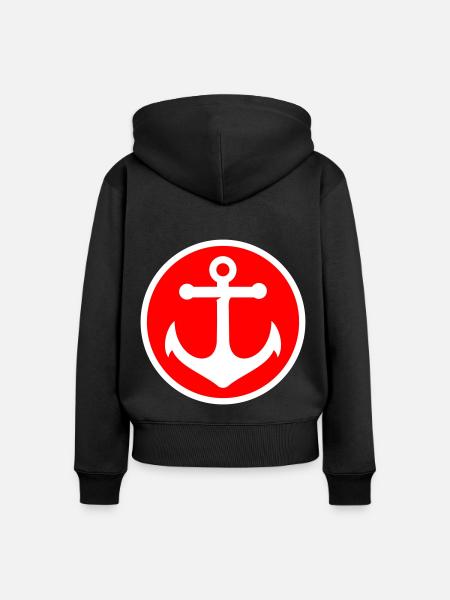 Anker Icon - Frauen Premium Bio Zip Hoodie - Schwarz