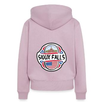 Sioux Falls USA Vereinigte Staaten Flagge Reisesouvenir - Frauen Premium Bio Zip Hoodie - Altrosa - Hinten - Julia (174cm)