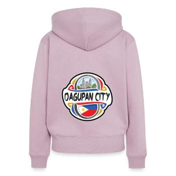 Dagupan City Philippines Drapeau Souvenir de Voyage Badg - Sweat à capuche zippé Premium bio Femme - rose poudré - Dos - Julia (174cm)