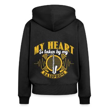 Saxophon Instrument Musiker Geschenkidee - Frauen Premium Bio Zip Hoodie - Schwarz - Hinten - Julia (174cm)