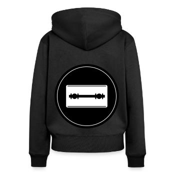 Cercle d’icônes de lame de rasoir - Sweat à capuche zippé Premium bio Femme - noir - Dos - Julia (174cm)