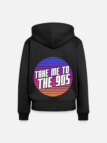 90s Kids - Frauen Premium Bio Zip Hoodie - Schwarz