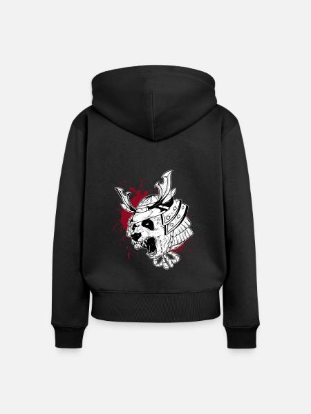 Panda Samurai Trash Stil - Frauen Premium Bio Zip Hoodie - Schwarz