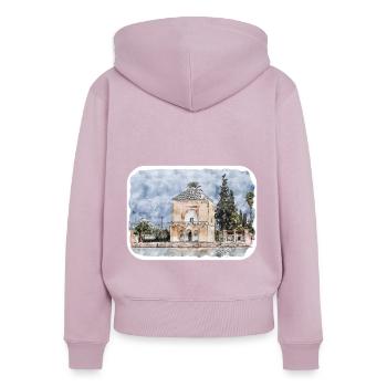 Marrakesch Marokko Aquarell Skizze Illustration - Frauen Premium Bio Zip Hoodie - Altrosa - Hinten - Julia (174cm)