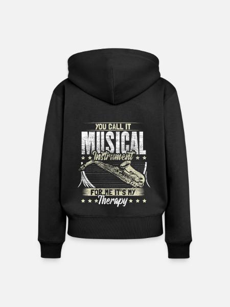 Saxophon Blasinstrument Musiker Geschenkidee - Frauen Premium Bio Zip Hoodie - Schwarz