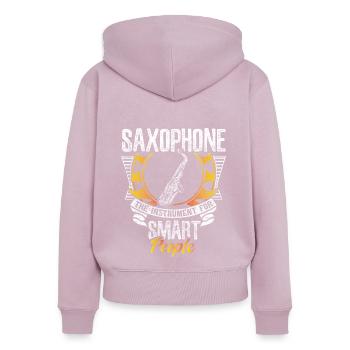 Saxophon Blasinstrument Musik Geschenkidee - Frauen Premium Bio Zip Hoodie - Altrosa - Hinten - Julia (174cm)