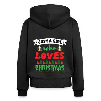 Weihnachten Juste une fille qui aime Noël - Sweat à capuche zippé Premium bio Femme - noir - Dos - Julia (174cm)