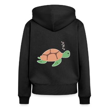 Schildkröte - Frauen Premium Bio Zip Hoodie - Schwarz - Hinten - Julia (174cm)