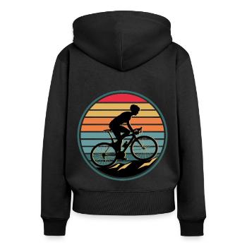 Retro Mountain Bike Bike Cyclist - Women's Premium Organic Zip Hoodie - black - Back - Julia (174cm)