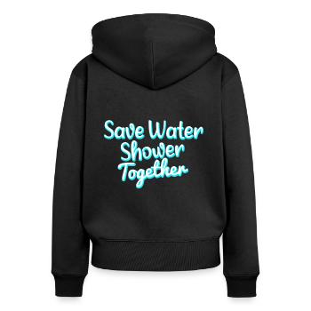 save water shower together - Frauen Premium Bio Zip Hoodie - Schwarz - Hinten - Julia (174cm)