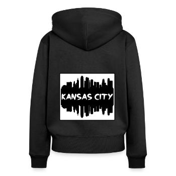 Kansas City Missouri Usa Skyline Silhouette Voyage - Sweat à capuche zippé Premium bio Femme - noir - Dos - Julia (174cm)
