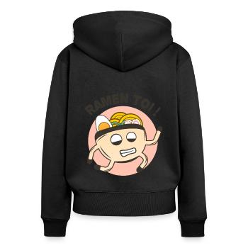 Ramen Toi ! Jeu de mots Ramen Japonais - Sweat à capuche zippé Premium bio Femme - noir - Dos - Julia (174cm)