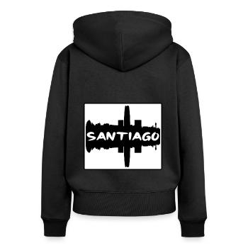 Santiago Chile Skyline Silhouette Reise Souvenir - Frauen Premium Bio Zip Hoodie - Schwarz - Hinten - Julia (174cm)