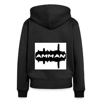 Amman Jordan Skyline Silhouette Souvenir de voyage - Sweat à capuche zippé Premium bio Femme - noir - Dos - Julia (174cm)