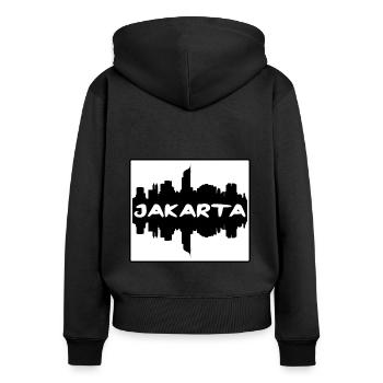Jakarta Indonésie Skyline Silhouette Voyage Souven - Sweat à capuche zippé Premium bio Femme - noir - Dos - Julia (174cm)