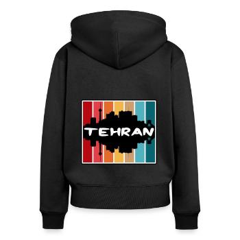 Teheran Iran Skyline Silhouette Reise Souvenir - Frauen Premium Bio Zip Hoodie - Schwarz - Hinten - Julia (174cm)