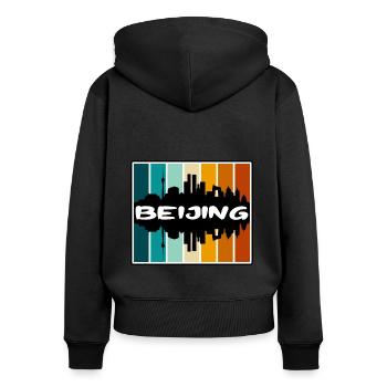 Beijing China Skyline Silhouette Travel Souvenir - Women's Premium Organic Zip Hoodie - black - Back - Julia (174cm)