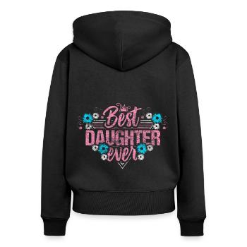 Tochter Mutter Mädchen - Frauen Premium Bio Zip Hoodie - Schwarz - Hinten - Julia (174cm)