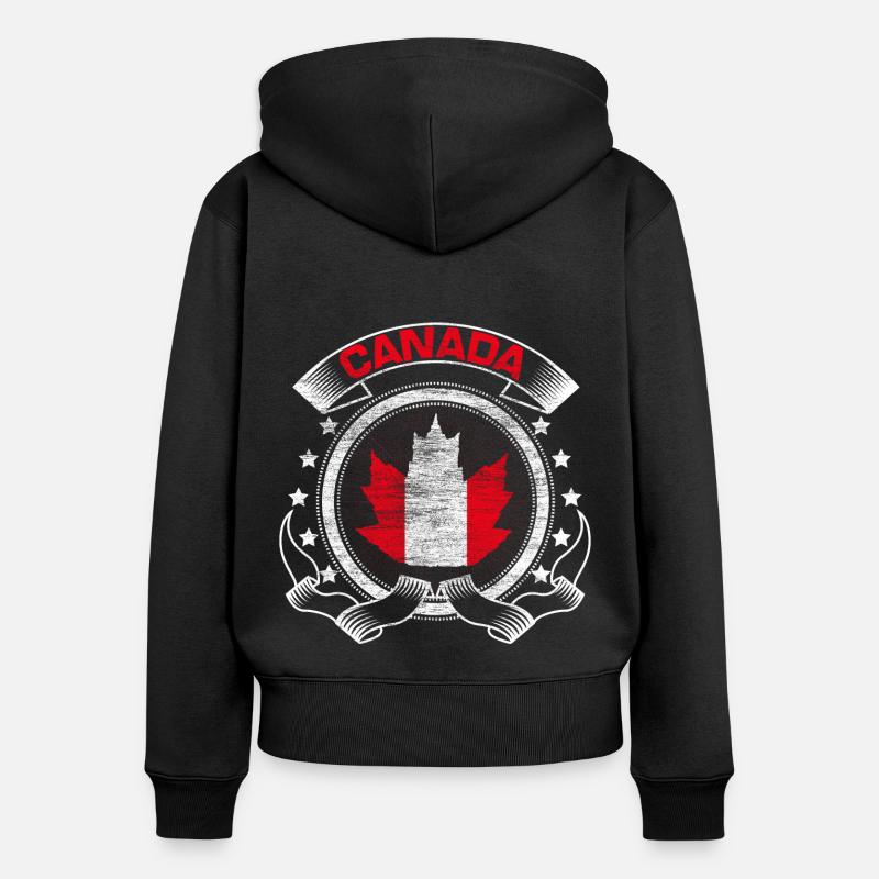 Canada Maple - Women's Premium Organic Zip Hoodie - black