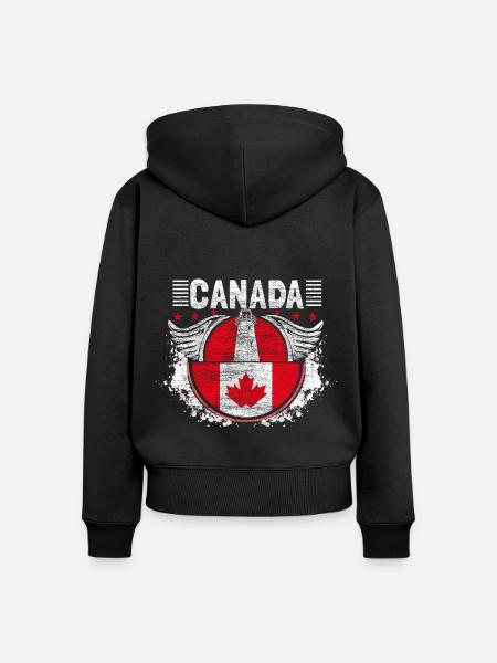 Kanada Ahornblatt Geschenk - Frauen Premium Bio Zip Hoodie - Schwarz