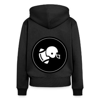 Icône du football - Sweat à capuche zippé Premium bio Femme - noir - Dos - Julia (174cm)