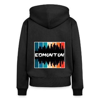 Edmonton Canada Skyline Silhouette Souvenir de voyage - Sweat à capuche zippé Premium bio Femme - noir - Dos - Julia (174cm)