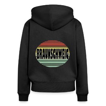 Braunschweig - Frauen Premium Bio Zip Hoodie - Schwarz - Hinten - Julia (174cm)