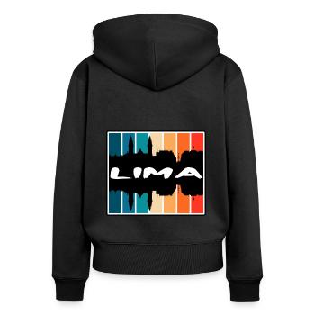 Lima Peru Skyline Silhouette Reise Souvenir - Frauen Premium Bio Zip Hoodie - Schwarz - Hinten - Julia (174cm)