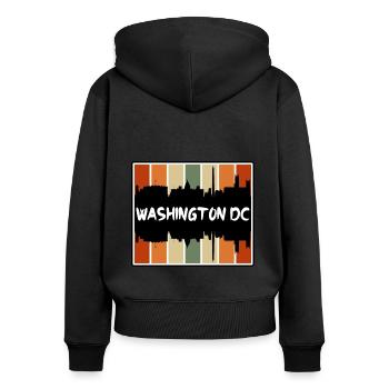 Washington Dc Washington États-Unis Skyline Silhouette Tr - Sweat à capuche zippé Premium bio Femme - noir - Dos - Julia (174cm)