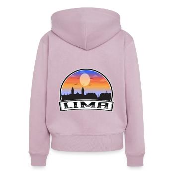 Lima Peru Skyline Vintage Sunset Travel Souvenir - Women's Premium Organic Zip Hoodie - dusky pink - Back - Julia (174cm)