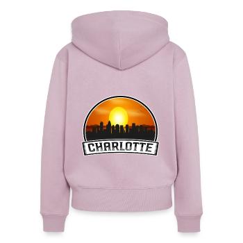 Charlotte North Carolina Usa Skyline Vintage Sunse - Women's Premium Organic Zip Hoodie - dusky pink - Back - Julia (174cm)