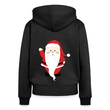 Père Noël Joyeux Noël Coeur T-Shirt d’amour - Sweat à capuche zippé Premium bio Femme - noir - Dos - Julia (174cm)