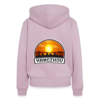 Hangzhou China Skyline Vintage Sonnenuntergang Reise Souve - Frauen Premium Bio Zip Hoodie - Altrosa - Hinten - Julia (174cm)