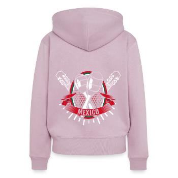 Idée cadeau Mexico Salsa Pride - Sweat à capuche zippé Premium bio Femme - rose poudré - Dos - Julia (174cm)