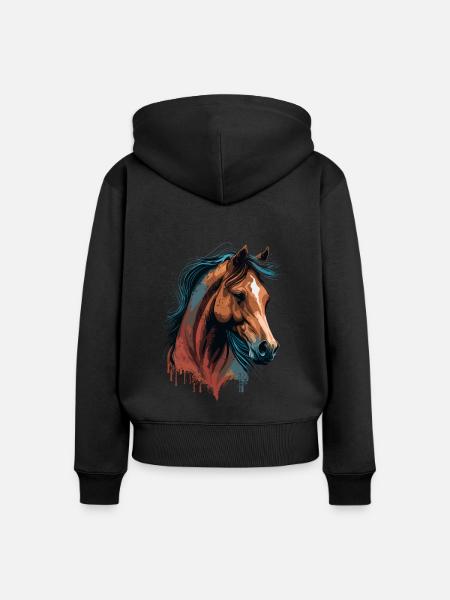 Kopf einer Stute - Frauen Premium Bio Zip Hoodie - Schwarz