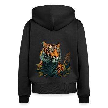 Tiger Looking for Prey - Women's Premium Organic Zip Hoodie - black - Back - Julia (174cm)